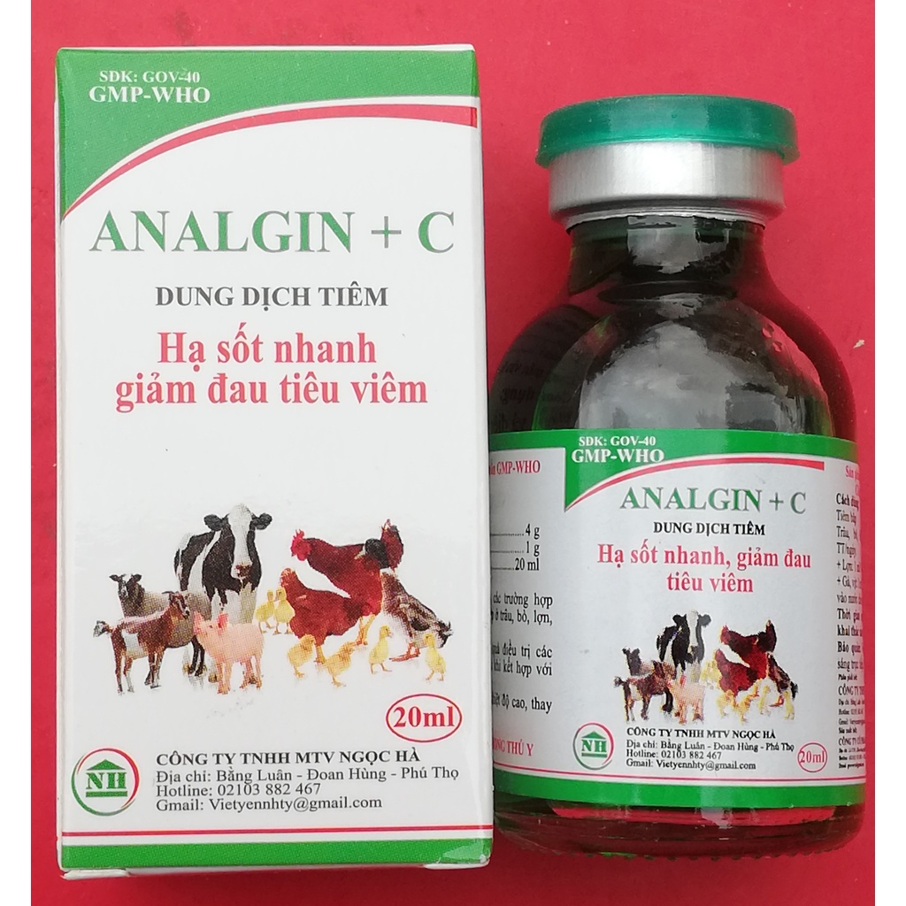 1 lọ A Na Gin + C 20ml Dùng tốt cho gia súc, gia cầm, chó, mèo, lợn, trâu, bò, ngựa, dê, cừu