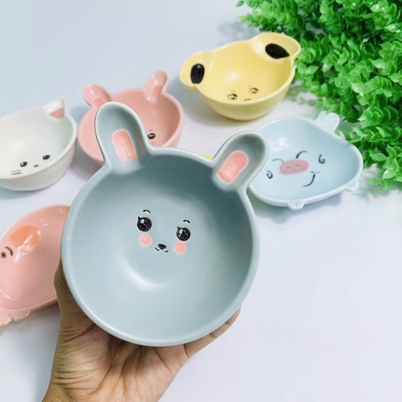 Bát sứ tráng men ăn dặm cho bé hình thú nghộ nghĩnh đáng yêu, loại bát to 200ml