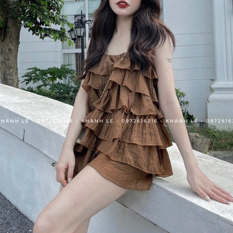 Set 2s đũi tầng sọc nhăn mix quần đùi
