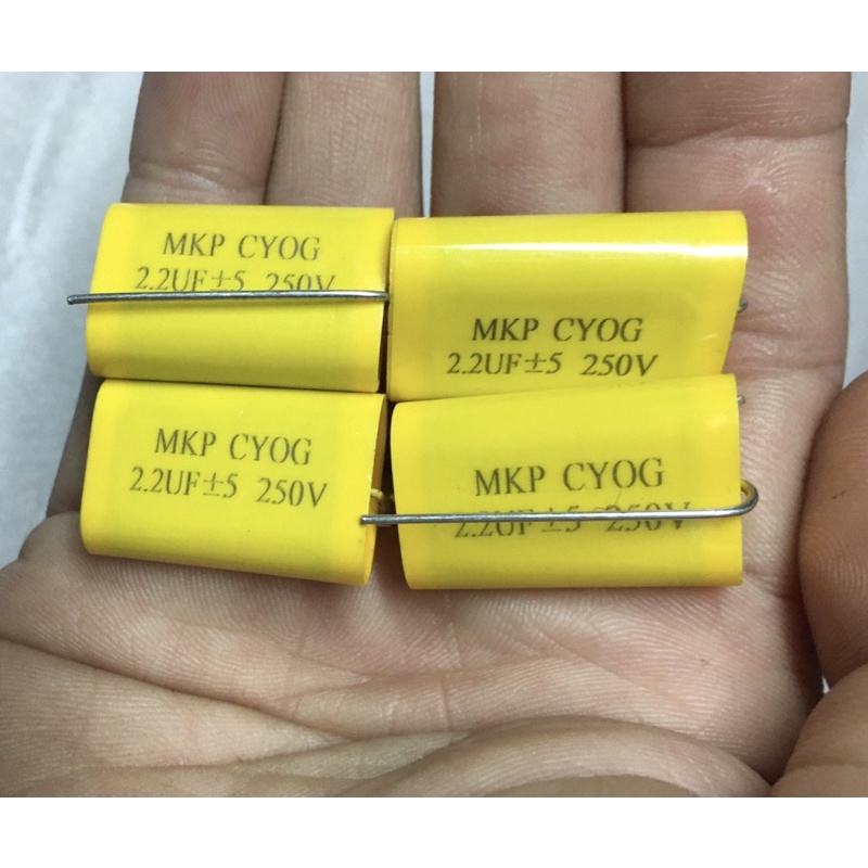 Tụ phân tần 2.2uf250v vàng dẹt cho loa Treble.