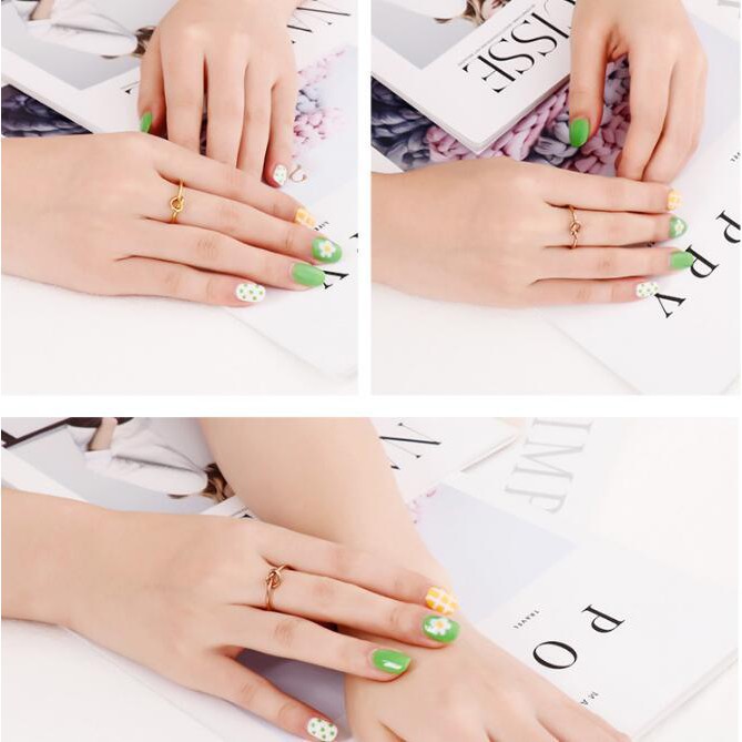 Nhẫn nữ đeo ngón tay bằng thép titan thiết kế thắt nút đơn giản thời trang