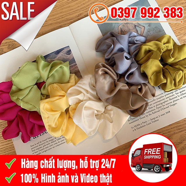[SỈ RẺ] Dây Buộc Tóc Vải Scunchies Phi Bóng Co Giãn Màu Trơn Thời Trang Hàn Quốc Cho Nữ