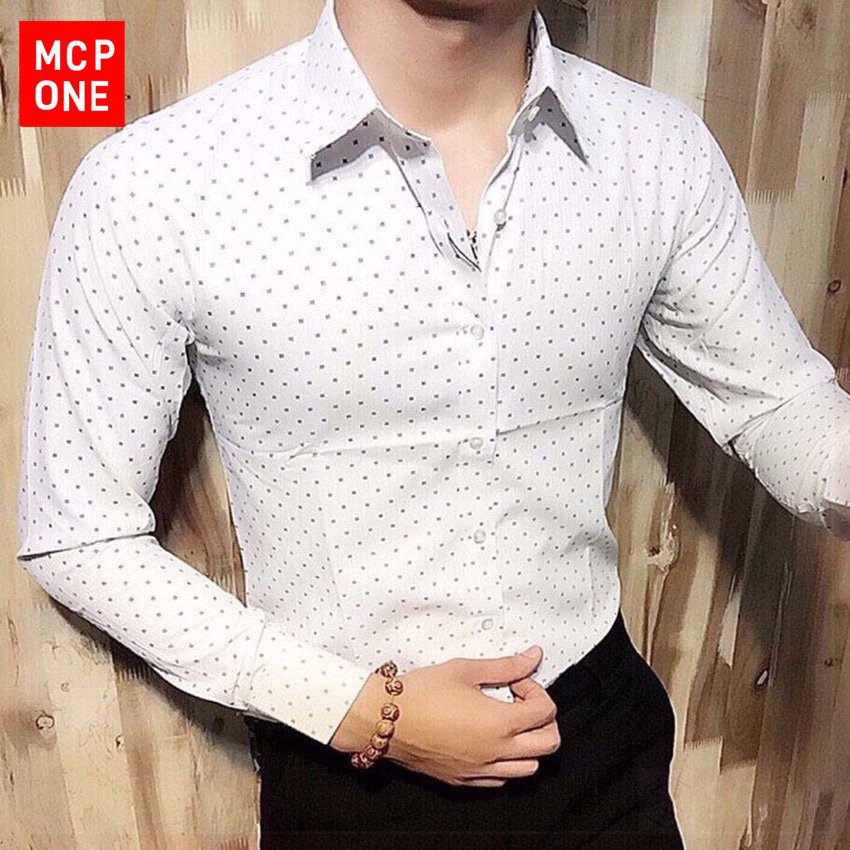 Áo sơ mi nam chấm bi KOREA dài tay cổ bẻ mặc siêu mềm mại và thoải mái, giá cả siêu tốt - MCPONE | BigBuy360 - bigbuy360.vn