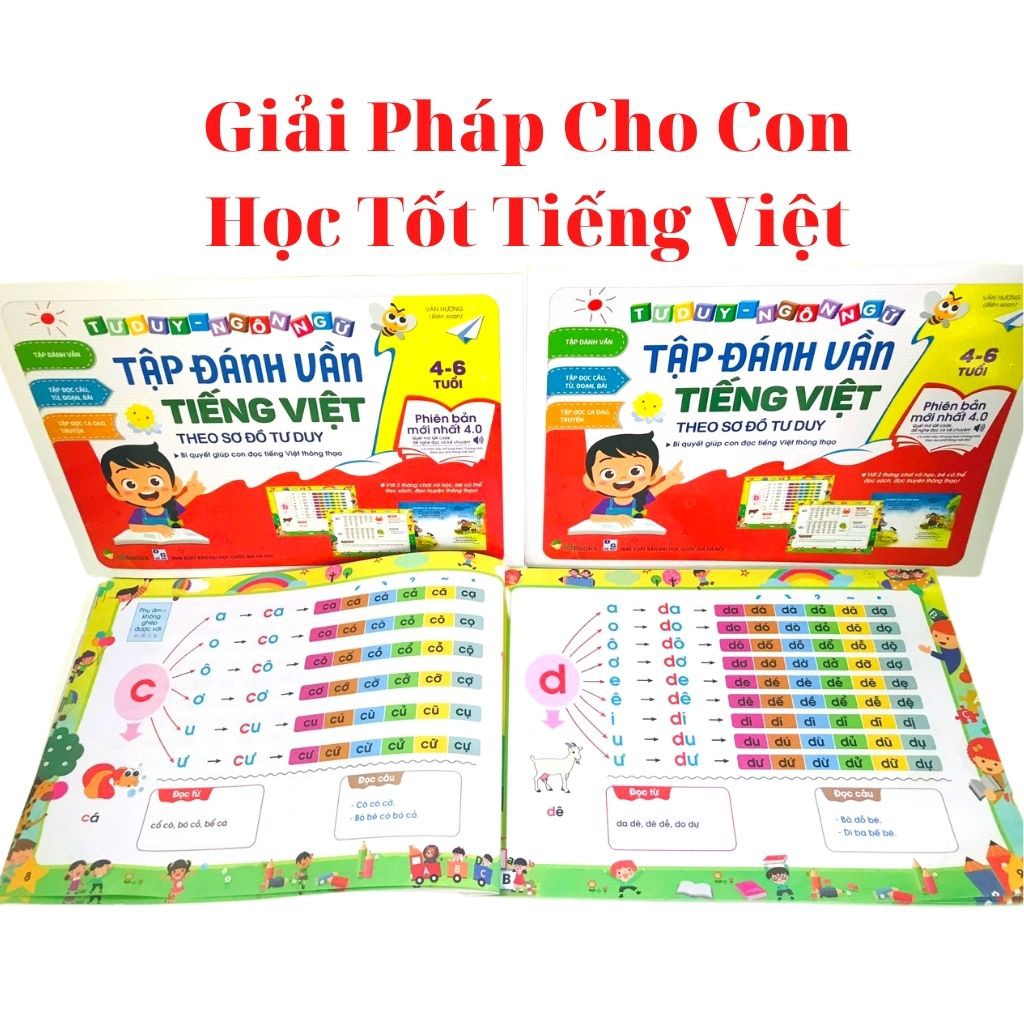 Tập Đánh Vần Tiếng Việt-Tư Duy Ngôn Ngữ-BÍ Quyết Giúp Con Học ghép vần, ghép chữ(Phiên bản 4.0)- ALOKIDS TB