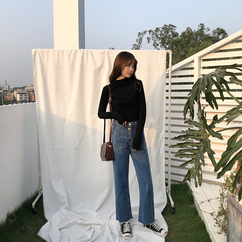 Áo Thun Tay Dài Cổ Lọ Thời Trang Thu Đông