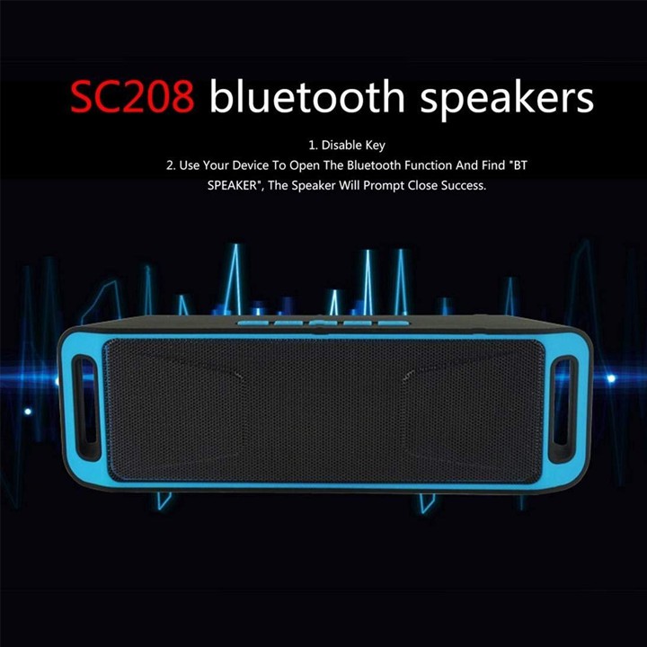 Loa bluetooth A2DP bass chuẩn, Loa mini bluetooth cầm tay SC208 Âm thanh chuẩn Stereo A2DP