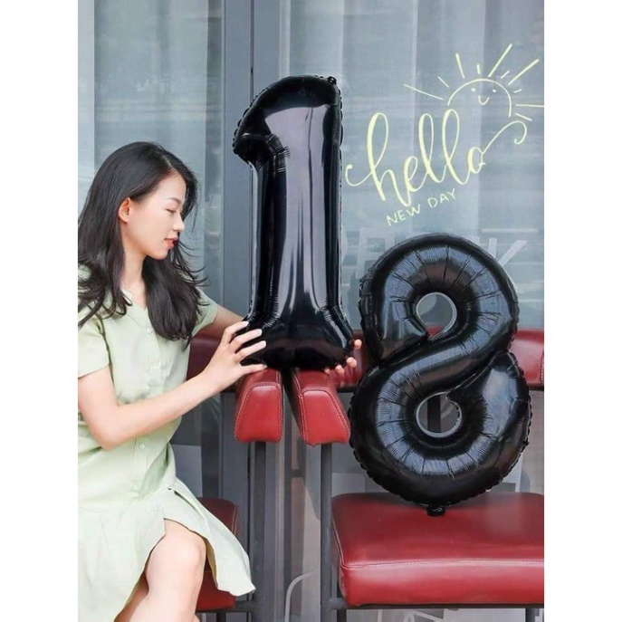 bóng bay trang trí sinh nhật [FREESHIP❤️] bộ 10 bóng số trắng đen trang trí (cùng 1 số) cao 80cm