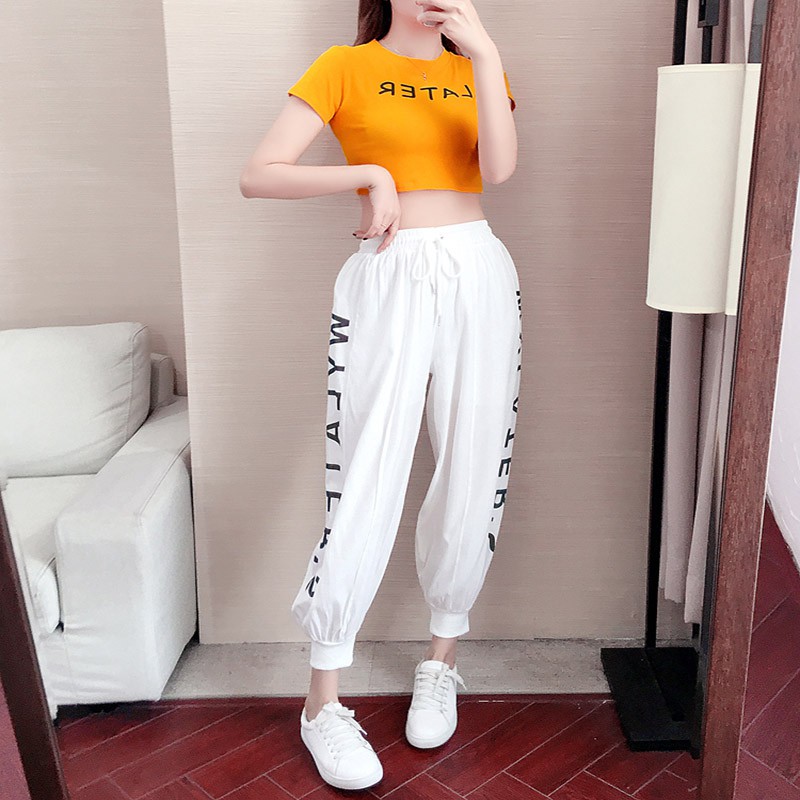 Bộ Đồ Thể Thao Vải Cotton Kiểu Hàn Quốc Thời Trang Xuân Hè 95 5 Spandex 2020