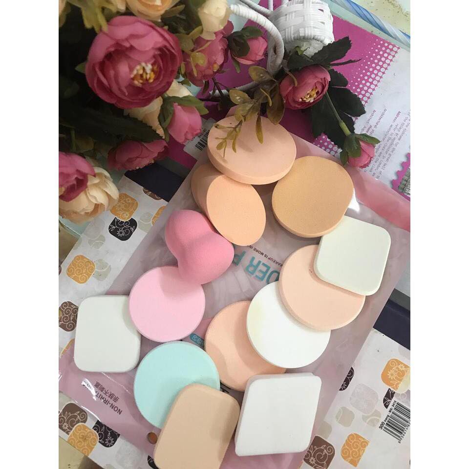 Bộ 13 bông phấn kem nền dẻo beauty powder puff
