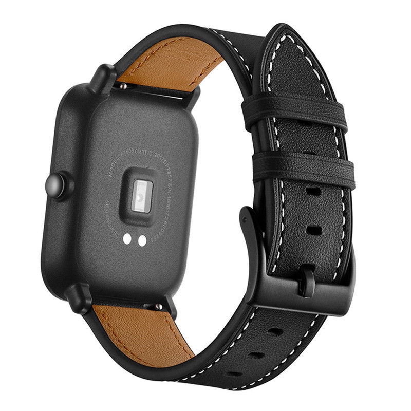 Dây Đeo Thay Thế Chất Liệu Da Màu Trơn Cho Xiaomi Huami Amazfit Youth Version 20mm