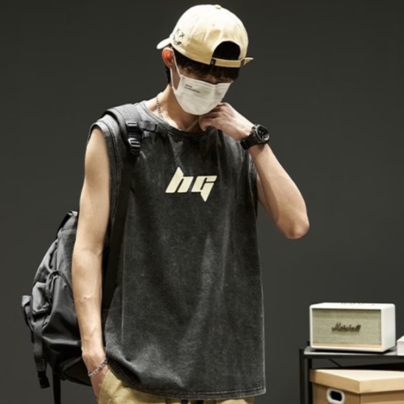 Áo Thun Thể Thao Sát Nách Cổ Tròn Plus Size Lớn Phong Cách Vintage Nhật Bản Cho Nam