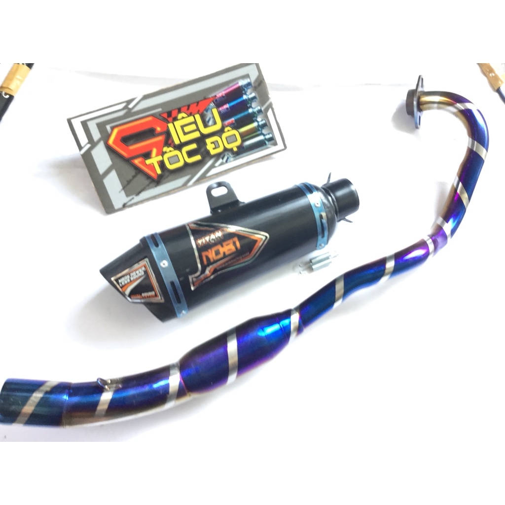 Pô nobi ĐEN 2 nòng full cổ bầu hơi titan gắn cho nhiều loại xe