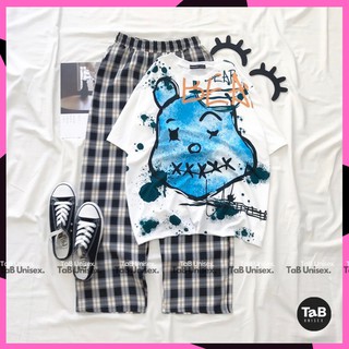 Set Áo Thun và Quần Caro ống suông