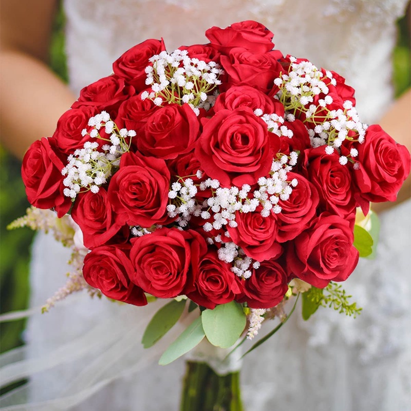 1 bó hoa hồng nhân tạo trang trí nhà cửa/văn phòng/sự kiện/lễ tình nhân DIY