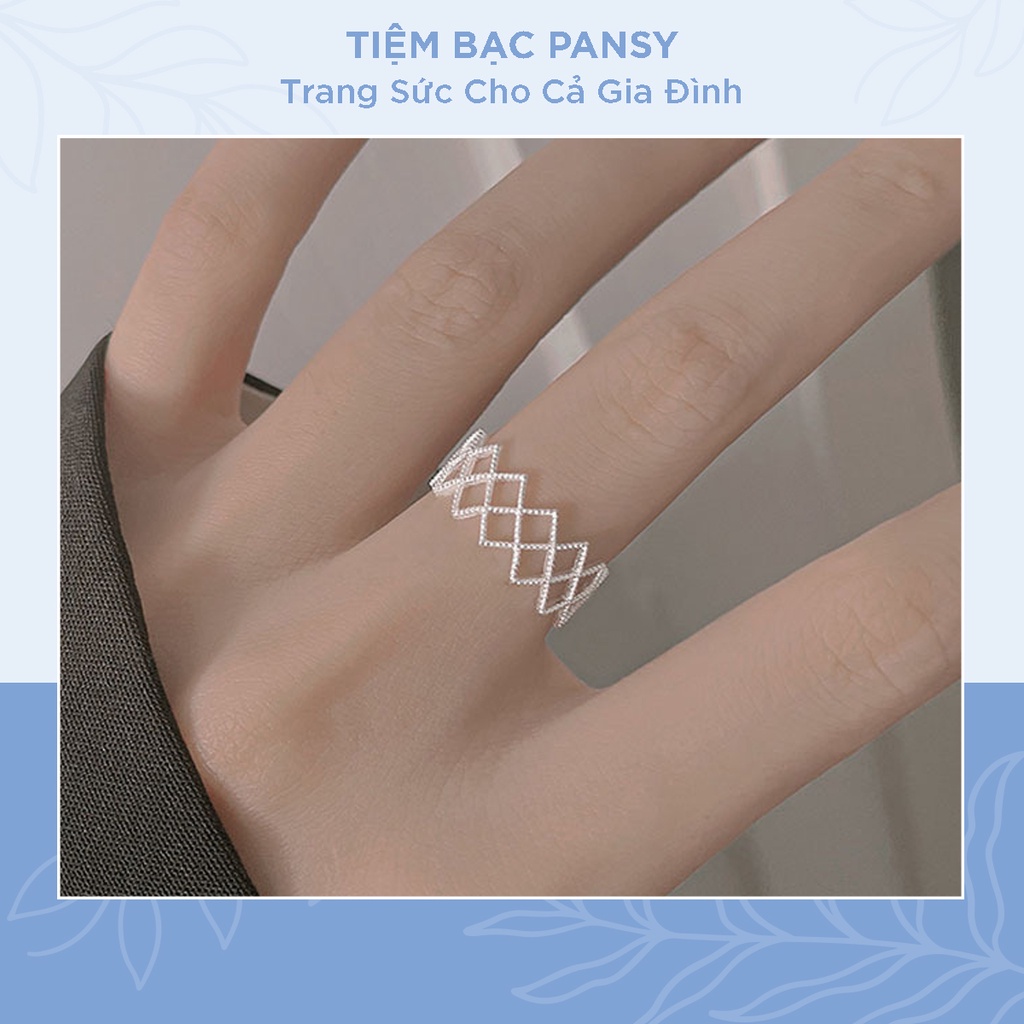 Nhẫn bạc nữ PANSY thiết kế hình lưới trendy - Nhẫn nữ bạc ta cao cấp cá tính