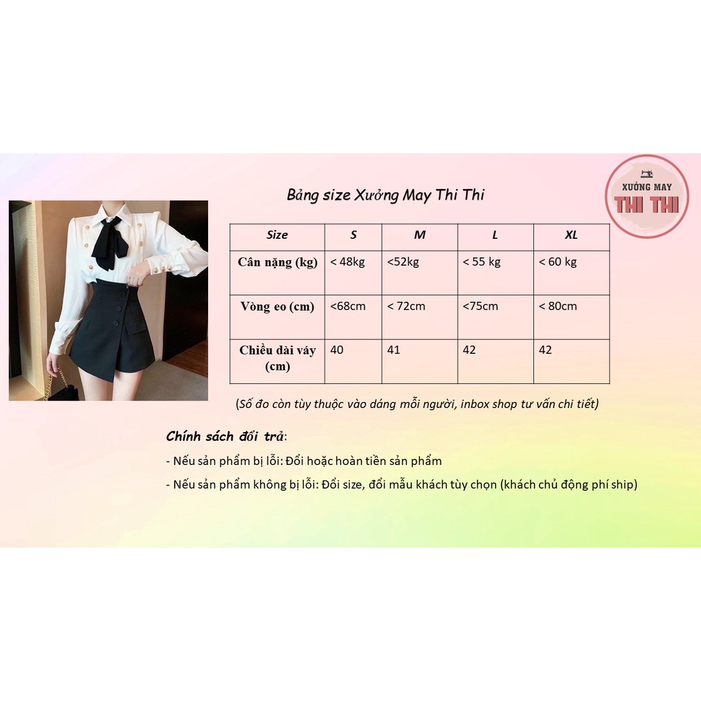 Chân váy chữ A, quần váy vạt lệch cạp cao phối cúc siêu xinh V670(có ảnh thật)