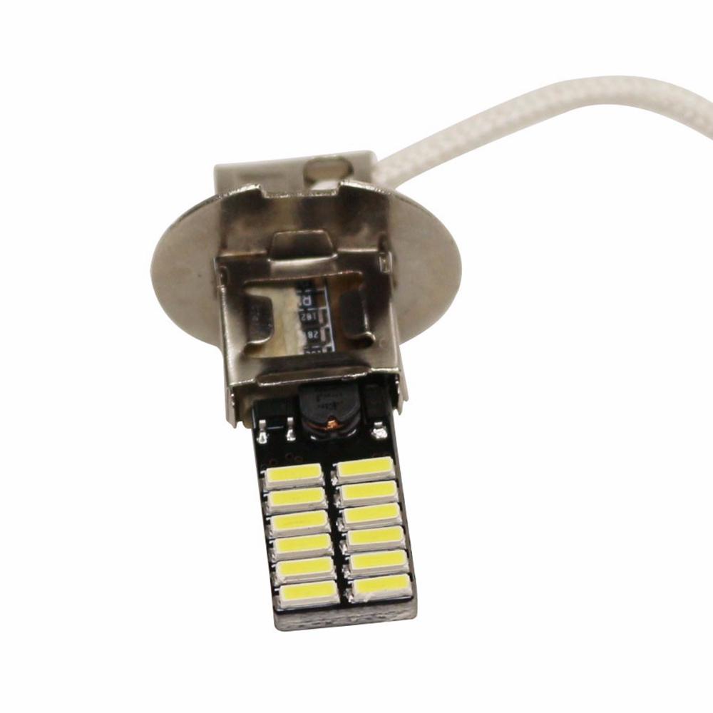 2 Bóng Đèn Pha Phá Sương Mù Siêu Sáng H3 6500K 24-SMD 4014 Cho Xe Hơi