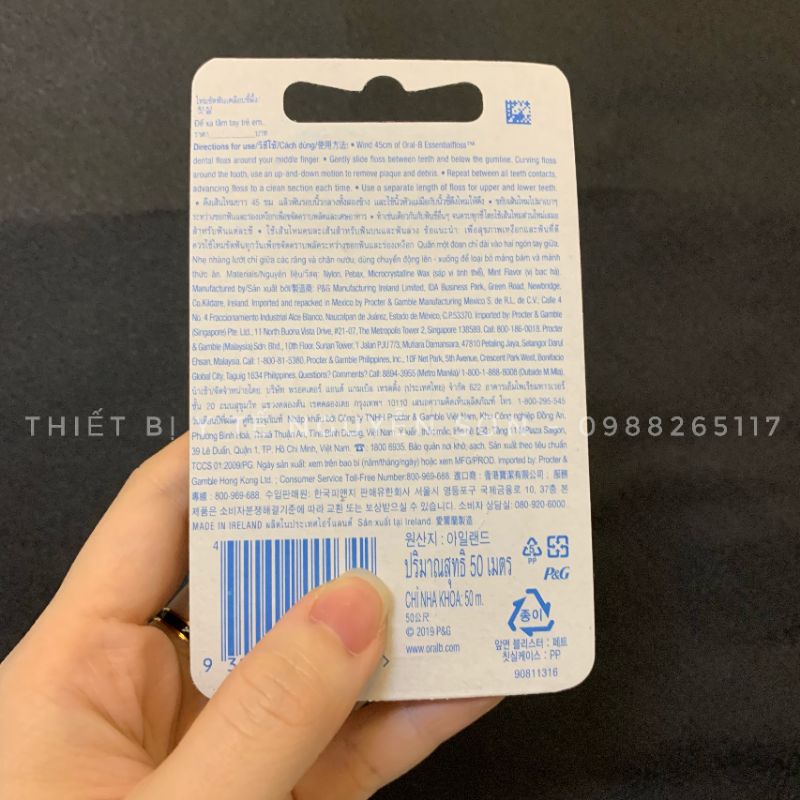 Tăm chỉ nha khoa Oral-B  Essential Floss làm sạch răng