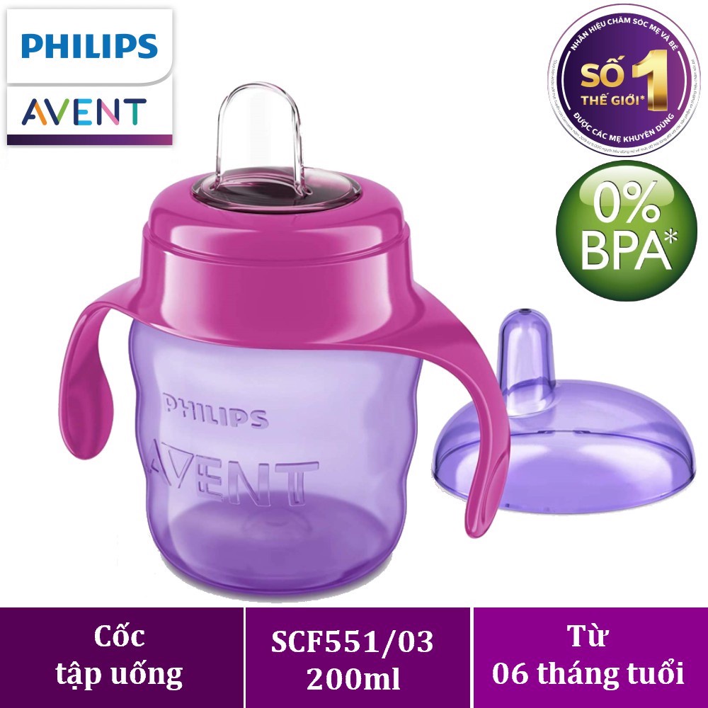 Bình Tập Uống Nhiều Màu 200ml Philips Avent Cho Trẻ Trên 6 Tháng Tuổi