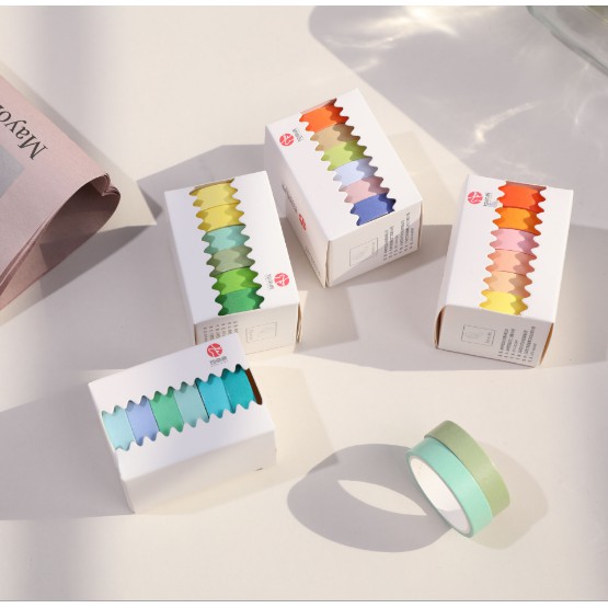 Set Washi Tape 6 cuộn băng dính nhiều màu sắc dùng trang trí DIY- Văn Phòng Phẩm Sáng Tạo