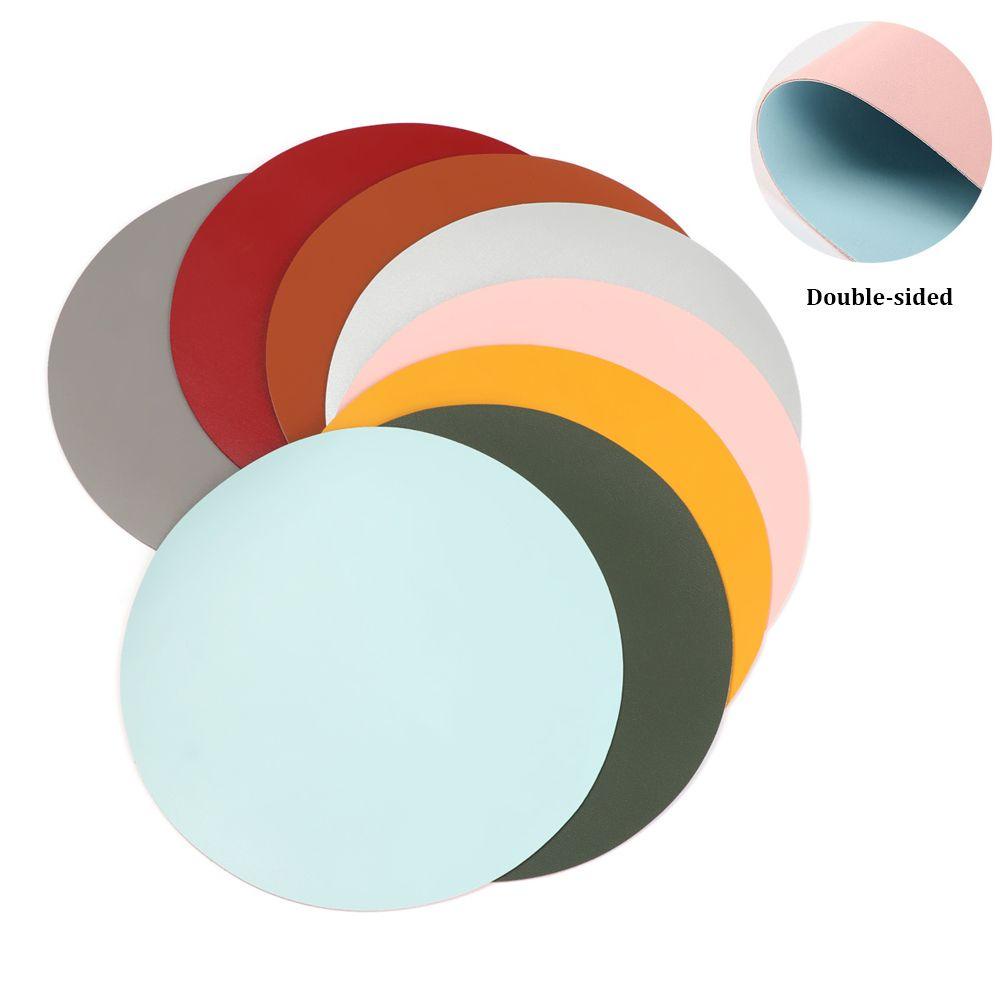 Tấm Lót Chuột Máy Tính Bằng Da PU Hình Tròn Chống Trượt Chống Thấm Nước