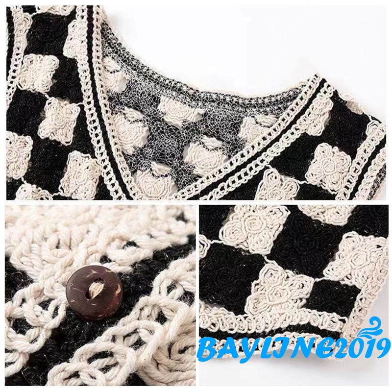 Áo khoác len cardigan sát nách cổ chữ v họa tiết kẻ sọc màu sắc tương phản thời trang cho nữ