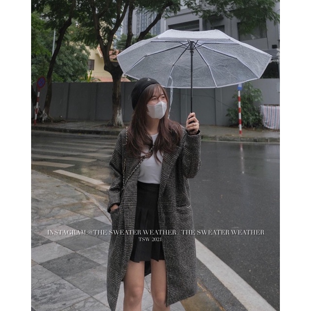 (Ảnh thật) Áo khoác dạ kẻ dáng dài có lớp lót, dày dặn the.sweaterweather TSW | BigBuy360 - bigbuy360.vn