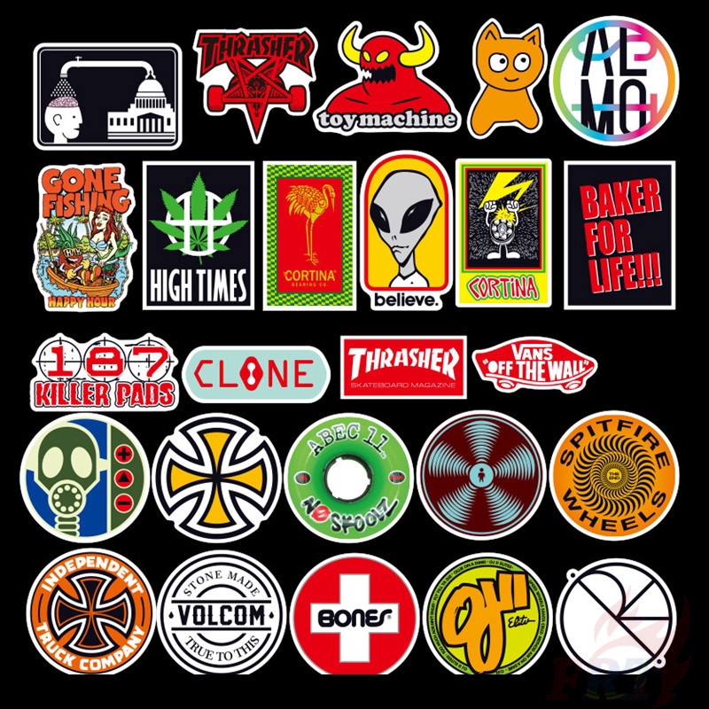 100Pcs/Set ❉ Skateboard Brand Series A - Fashion Brand Logo Classical Stickers ❉ JDM DIY Mixed Doodle Decals Stickers