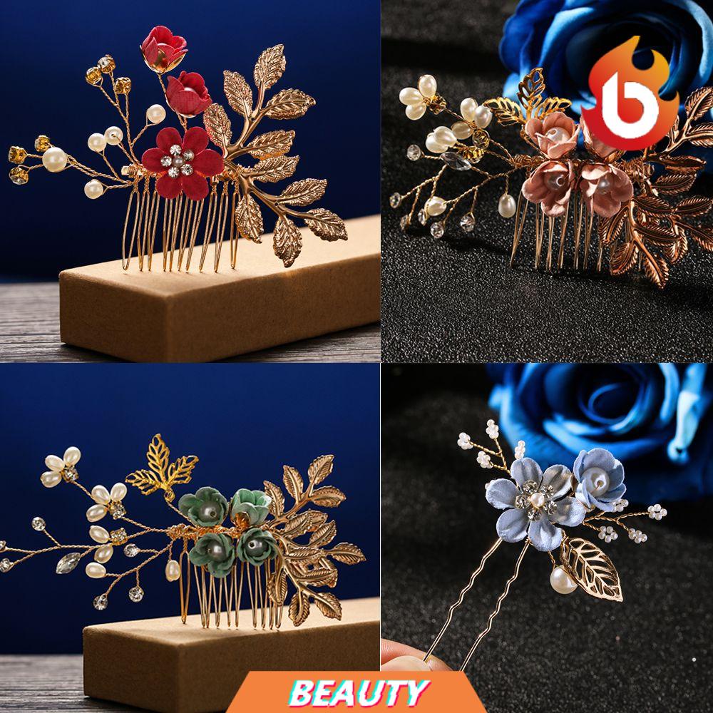 Lược cài tóc hình hoa lá sang trọng lãng mạn cho cô dâu