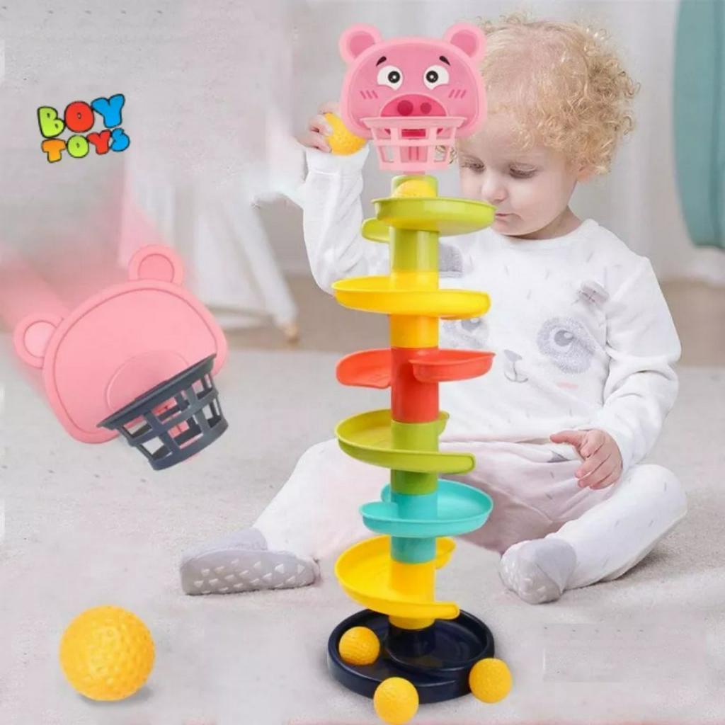 Đồ chơi trẻ em thả bóng cầu trượt xoay tròn cho bé 6 tháng - 1 2 3 tuổi. Đồ chơi vận động cho bé