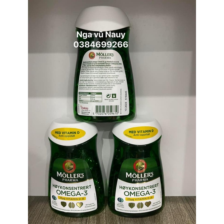 Dầu cá nội địa Nauy  Möller's Pharma Omega3 + vitamin D đậm đặc