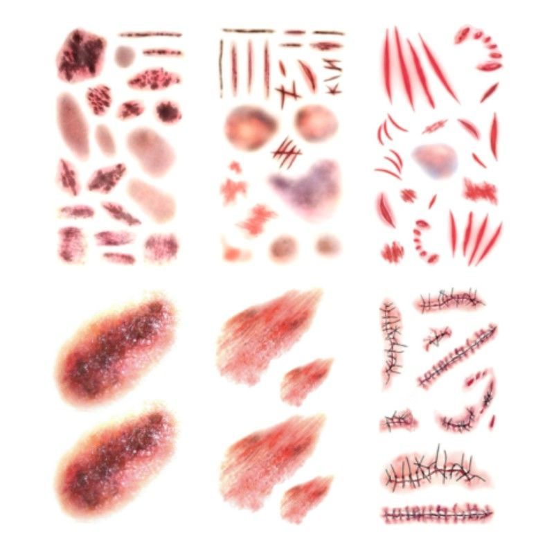 Halloween hình xăm dán mô phỏng kinh dị chảy máu vết thương giả vết cắn vết khâu vết sẹo bên quán bar trang điểm khuôn mặt dán