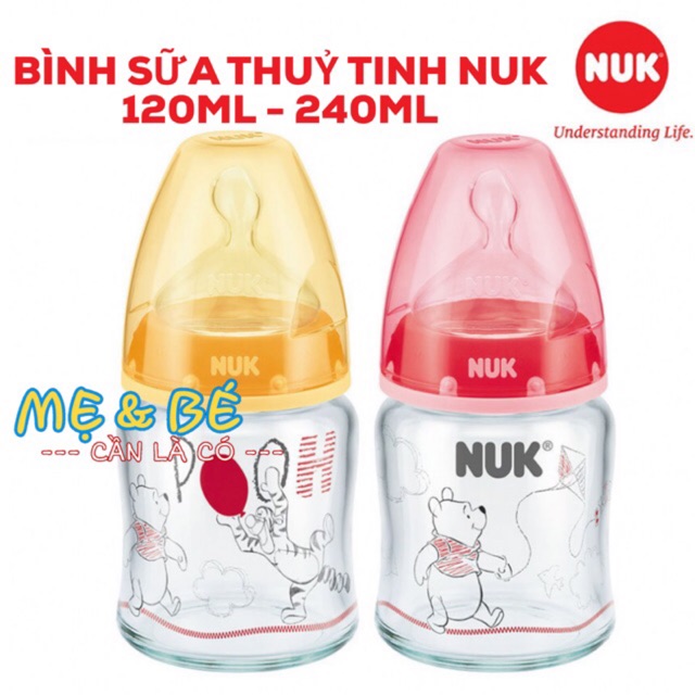 BÌNH SŨA NUK THỦY TINH PREMIUM CHOICE 120ML - 240ML
