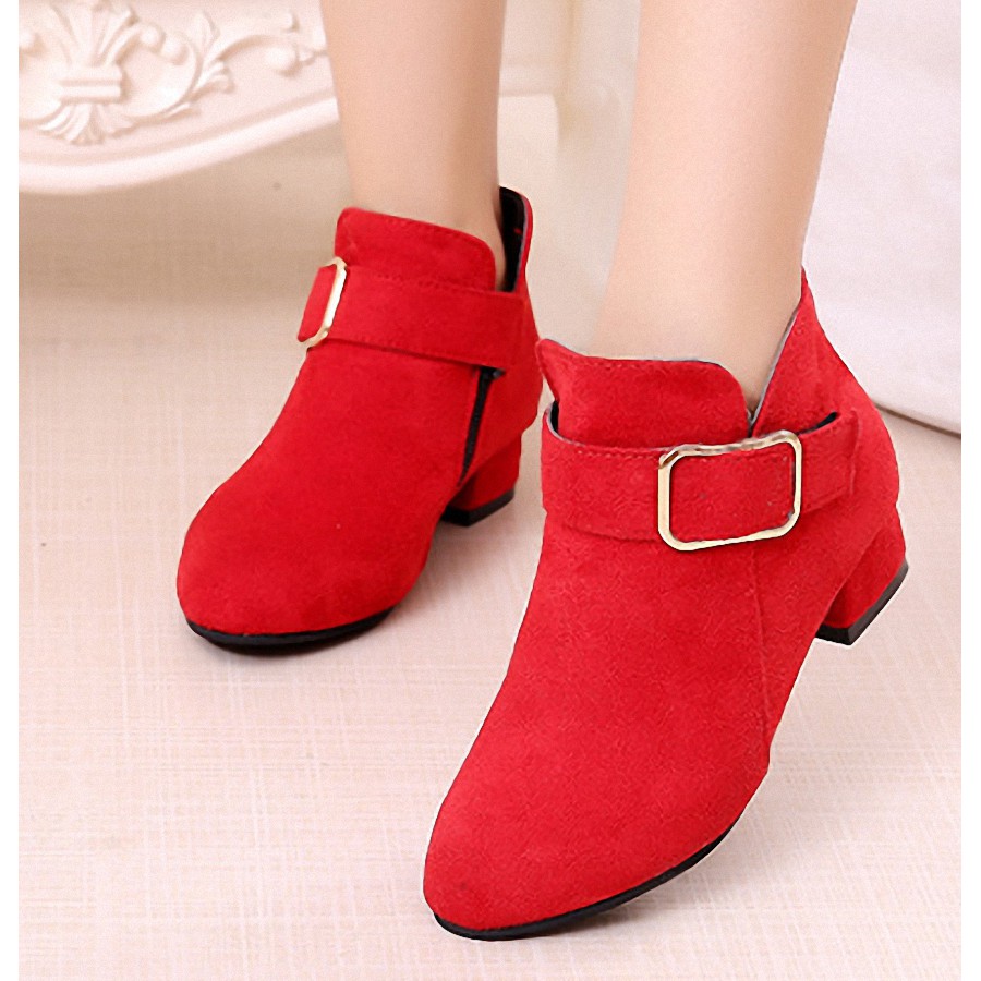 Giày boot cổ ngắn cho bé gái 3 - 12 tuổi phong cách công chúa đáng yêu QN07