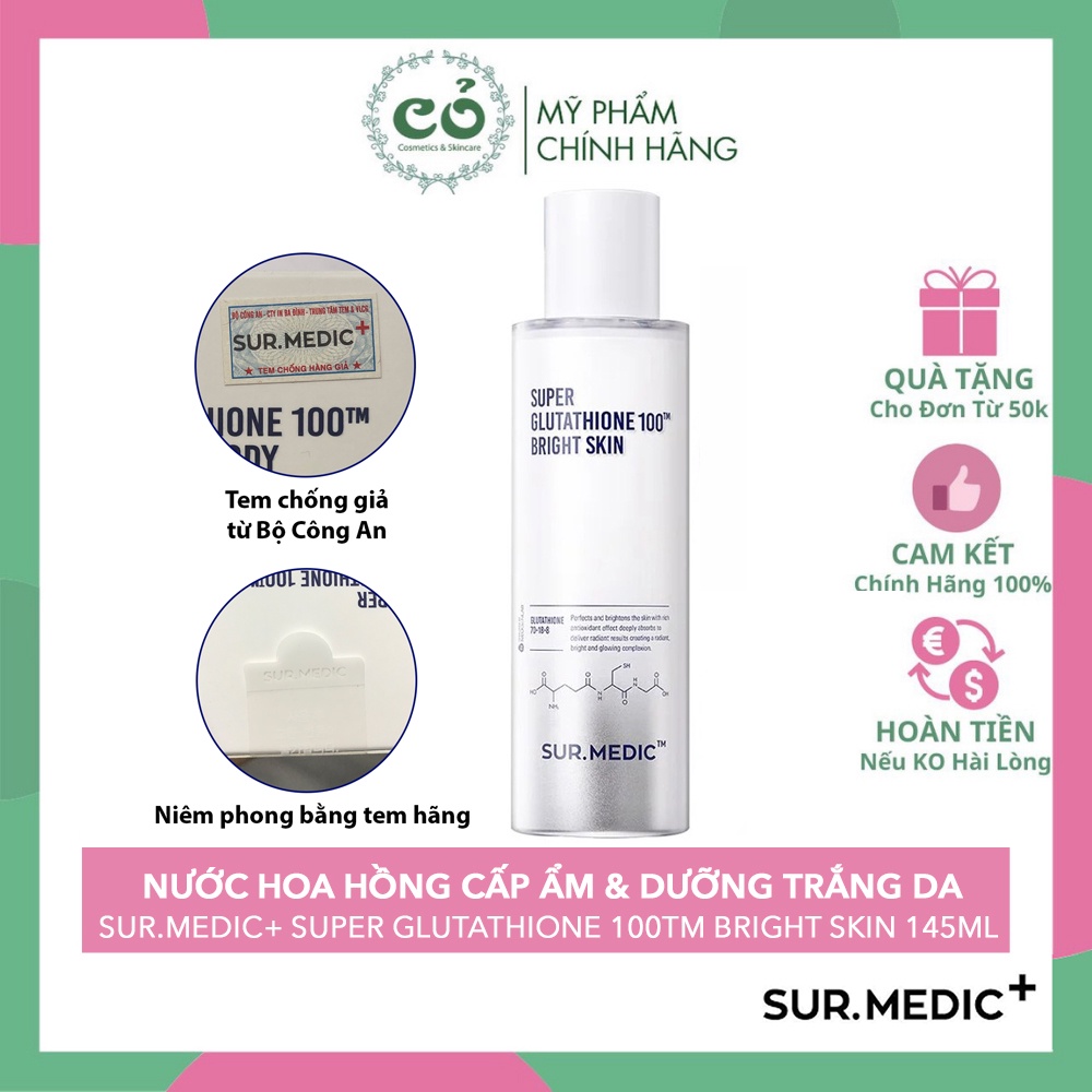 Nước Hoa Hồng Trắng Da SURMEDIC Super Glutathione 100 Bright Skin 145ml