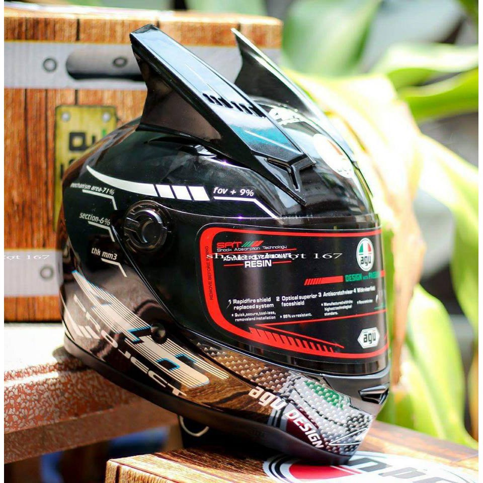 NÓN BẢO HIỂM AGU TEM PHẢN QUANG - RÙA - CÁ TẶNG TÚI ĐỰNG NÓN