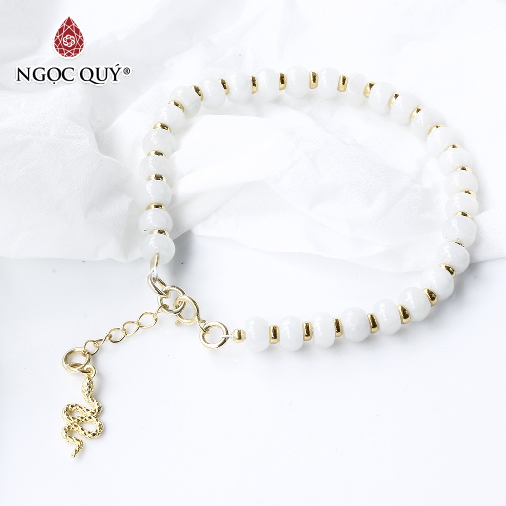 Vòng CT phỉ thúy phối charm bạc mạ vàng - Ngọc Quý