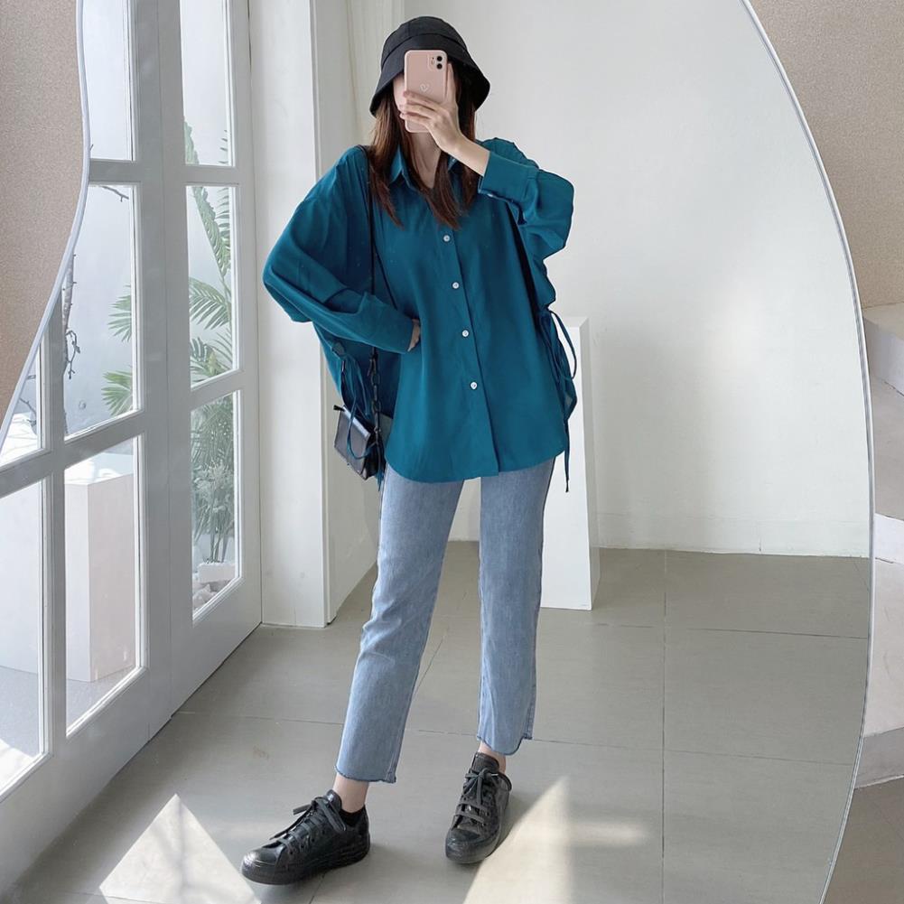 Áo sơ mi đũi ulzzang cột vạt *