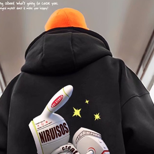 Áo khoác Hoodie dáng rộng có in hình thời trang cao cấp cho nam