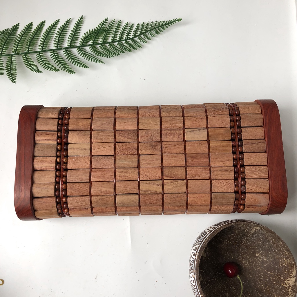 Gối Gỗ Cẩm, Gỗ Trắc, Gỗ Bách Xanh Massage Đầu Cao Cấp Hạt Hình Chữ Nhật, Thoáng Mát Hàng Việt Nam Của Vitrapro