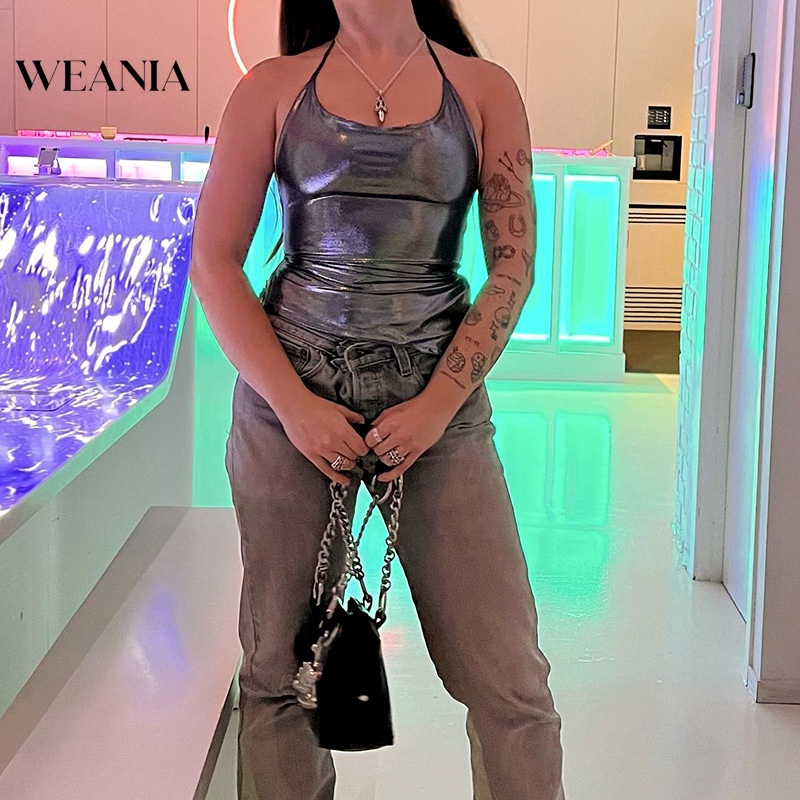 Áo Tank Top Hai Dây Đính Kim Tuyến Lấp Lánh Quyến Rũ Cho Nữ