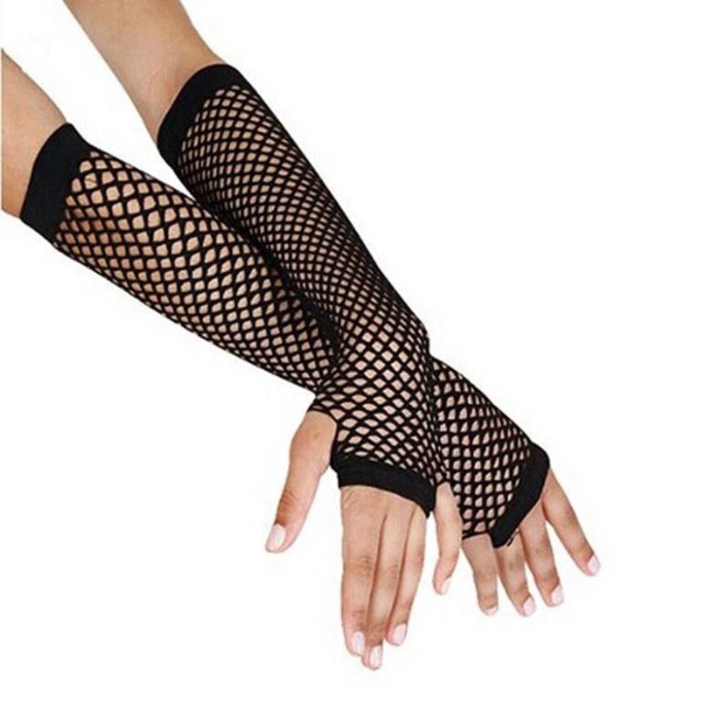 Găng Tay Cao Su Hở Ngón Màu Đen Phong Cách Gothic