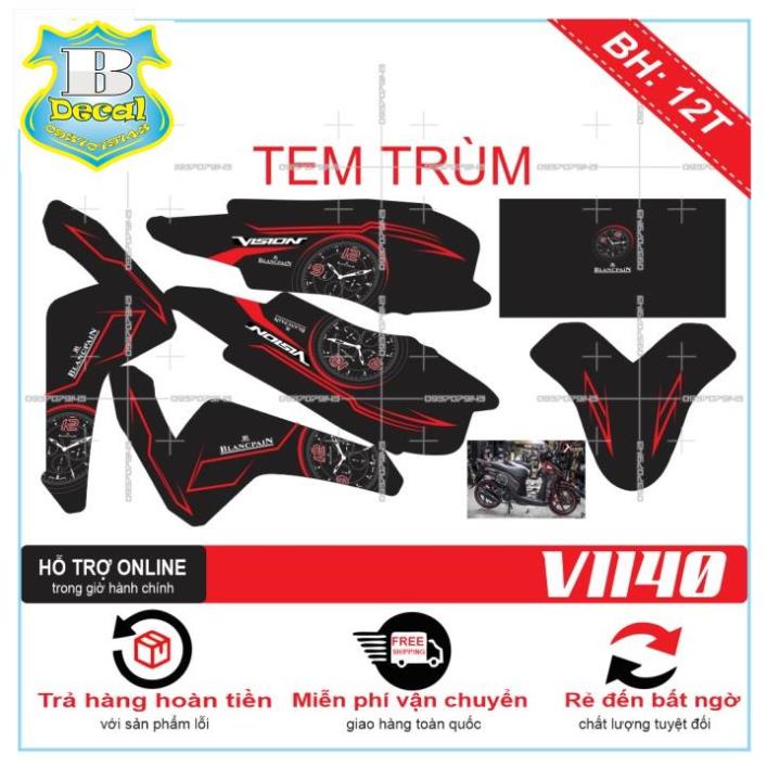 ( Quí khách vui lòng mang ra tiệm cho thợ dán ) Tem VISION 2016 ĐỒNG HỒ ĐEN NHÁM [Bi Decal]