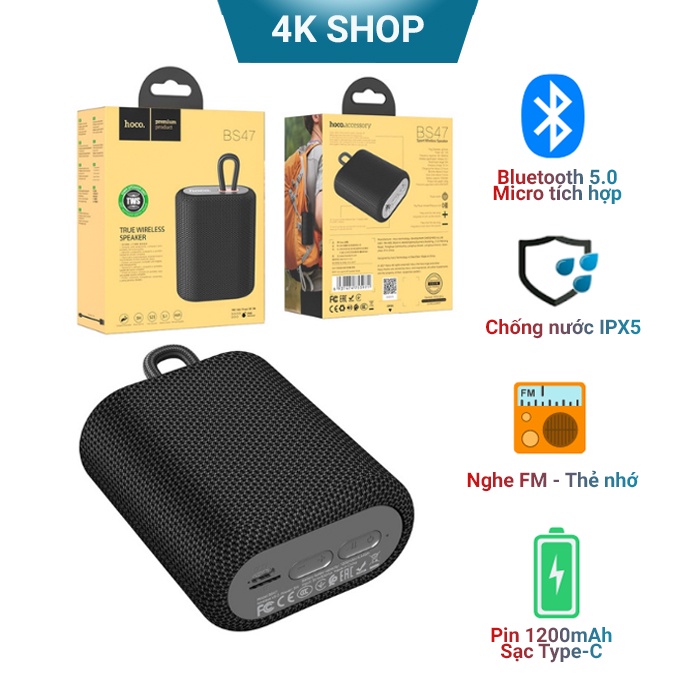 Loa nghe nhạc Bluetooth Mini BS47 chống nước