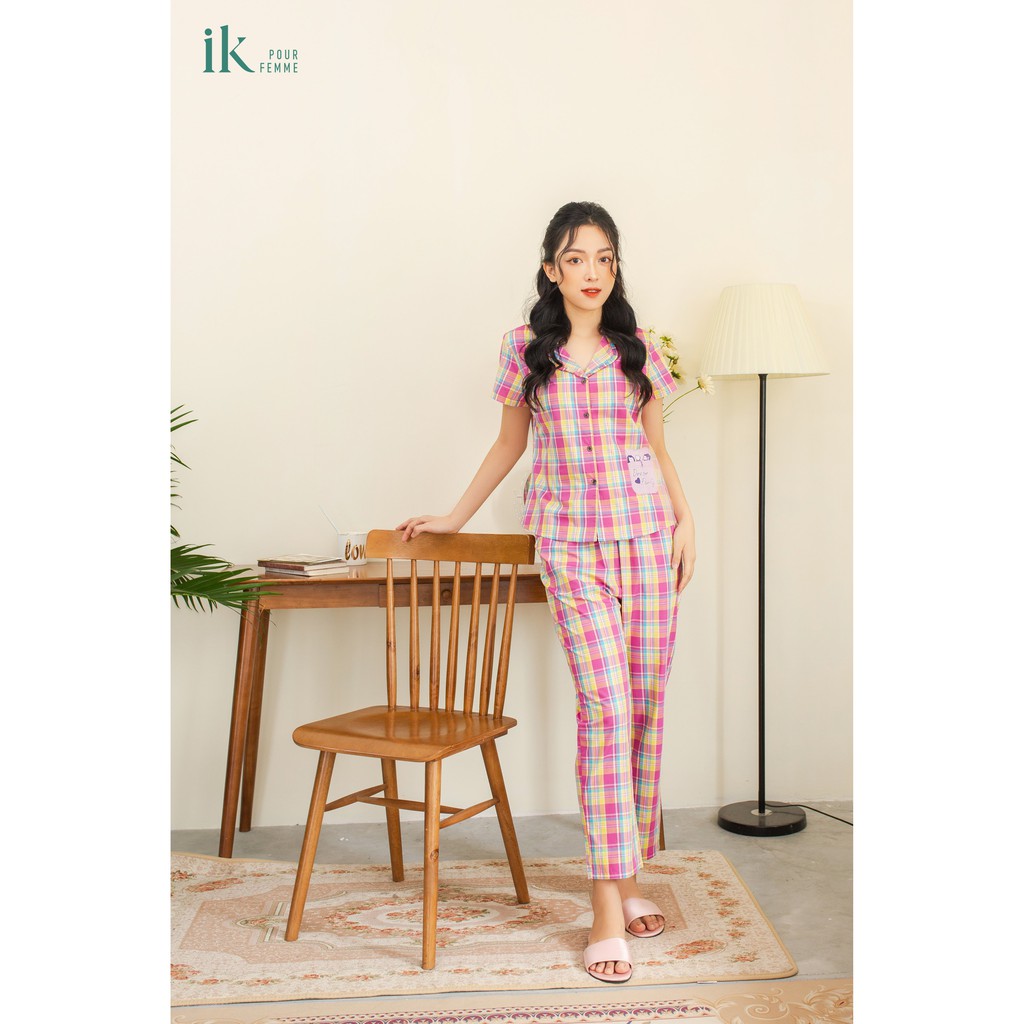 Bộ mặc nhà IK Pijama áo cộc tay quần dài vải KT 0191 Giá 385.000đ
