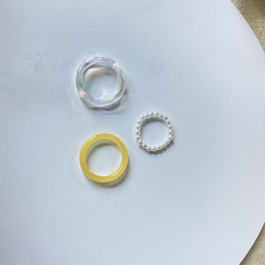 Bộ Nhẫn Đính Ngọc Trai Phong Cách Hàn Quốc Thời Trang Dành Cho Nam Và Nữ