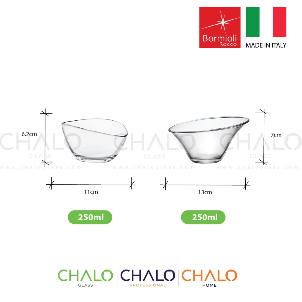 [Made in Italy] Ly thủy tinh đựng kem Bormioli Rocco - Alpha &amp; Beta 250ml - 235682 &amp; 235683