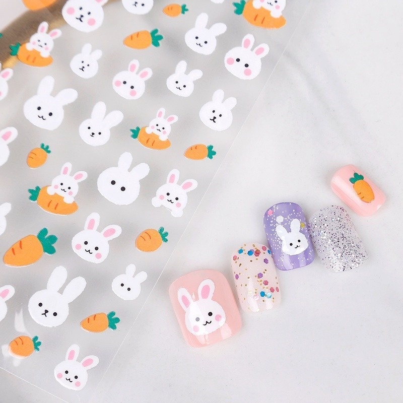 1 Tấm Hình Dán Móng Tay Hoạt Hình Động Vật 3D Dễ Thương Chống Nước Tự Dính Trang Trí Móng DIY