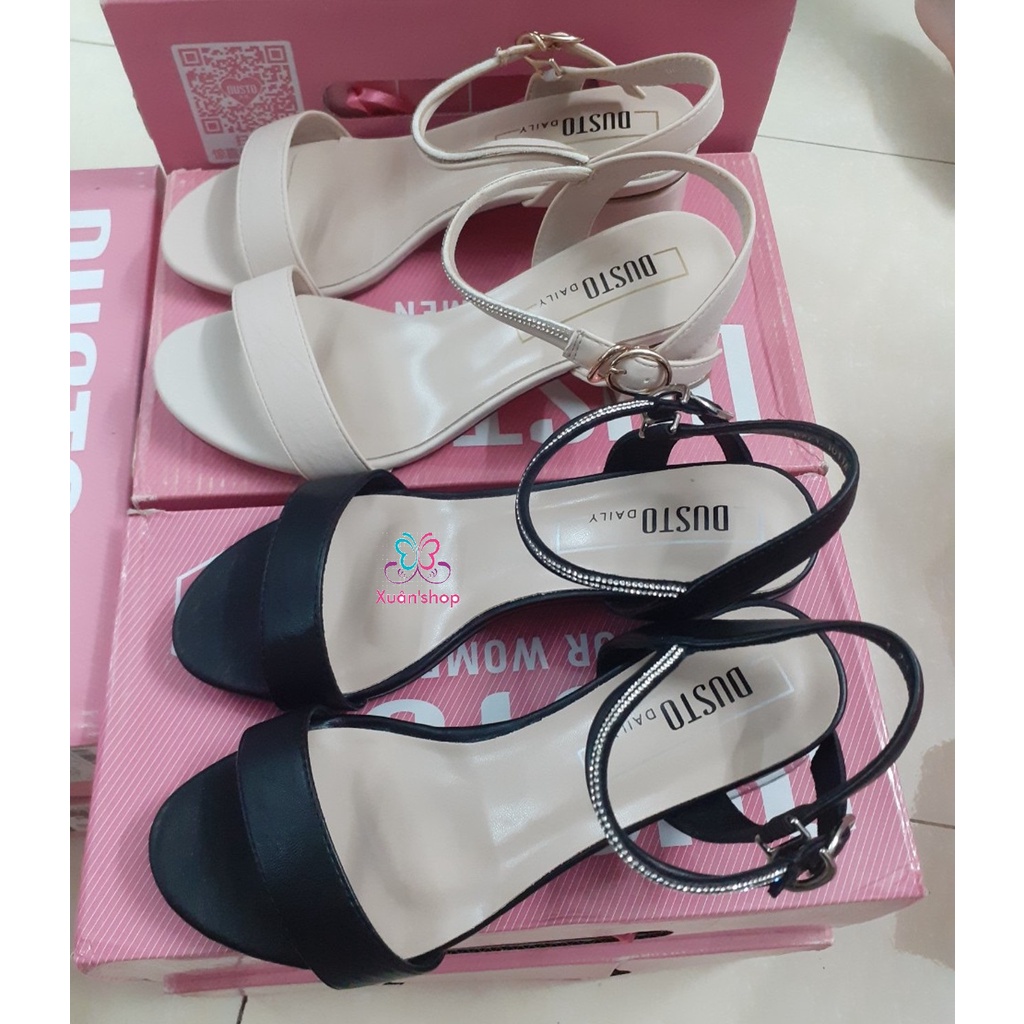 Sandal quai ngang Dusto, gót vuông cao 5cm (sẵn size 37, 38)