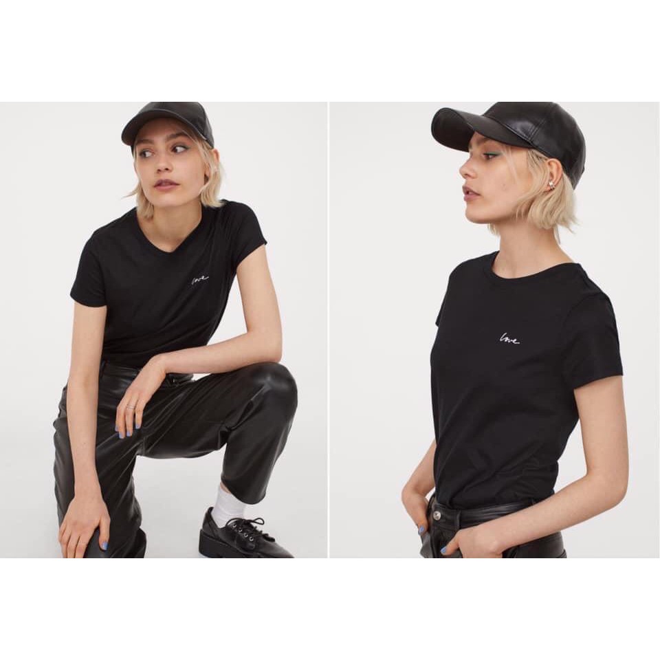 Áo phông HM thêu chữ love Mỹ Tâm / Áo phông trơn